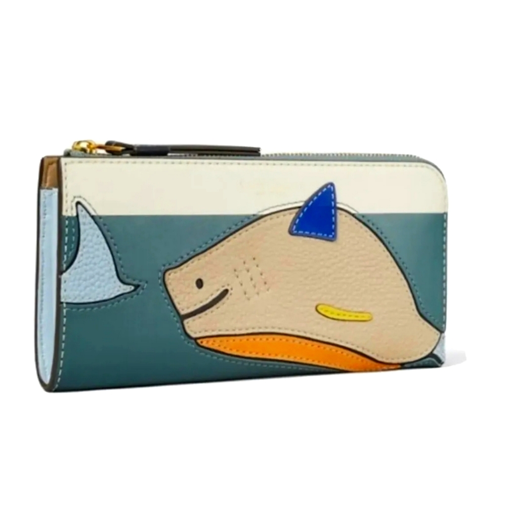 NWT~ Tory Burch Perry Shark Applique Zip Continental Wallet - Picture 1 of 5